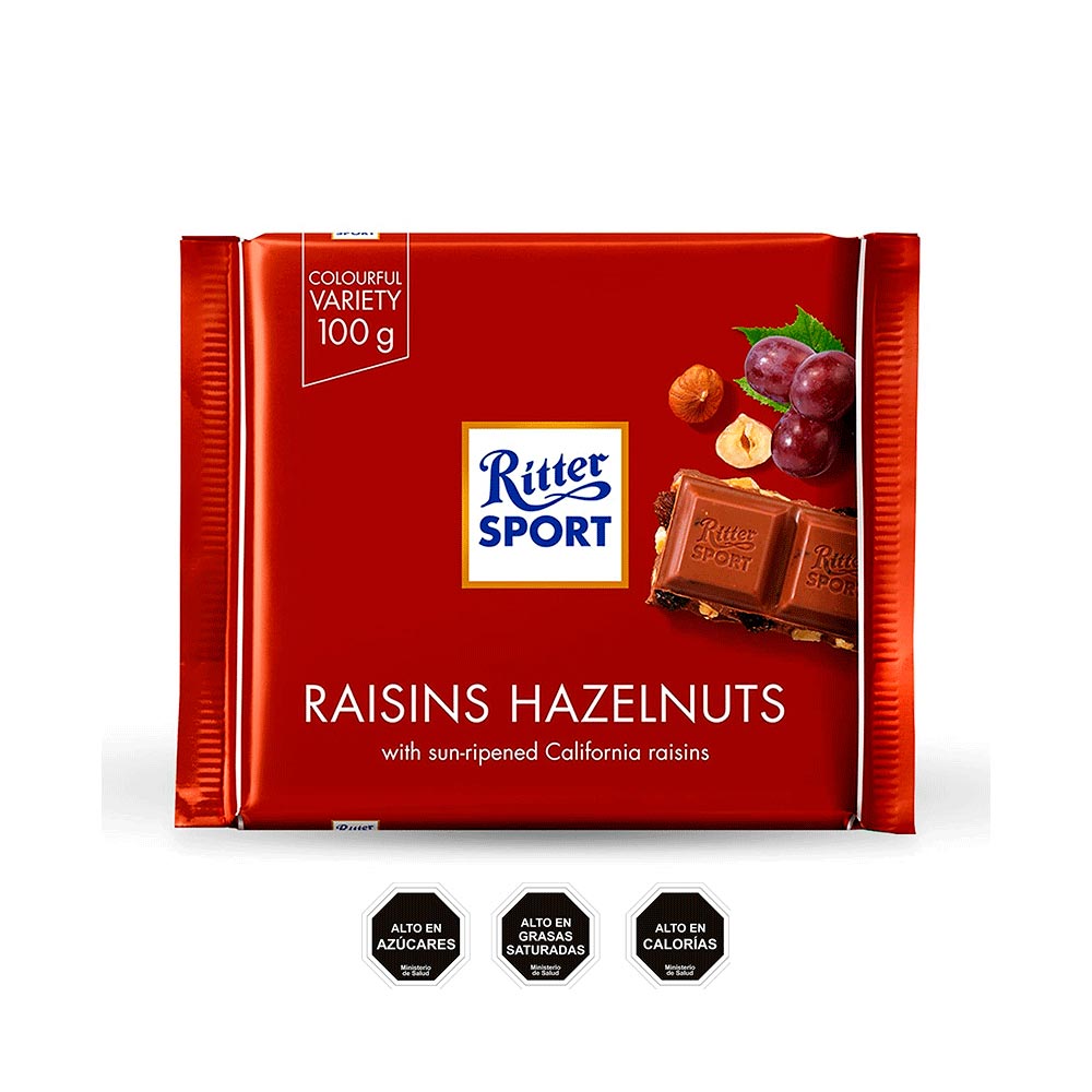 Milk Choco With Rum Raisins Nut Ritter Sport 12X100G Chocolates
