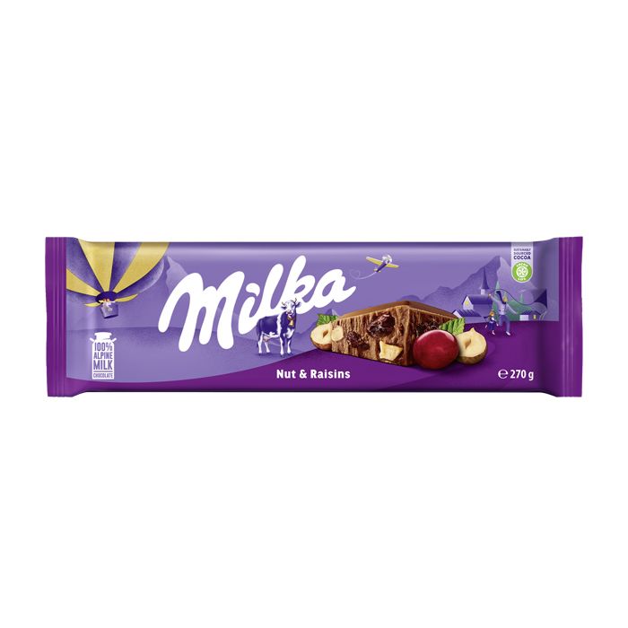 Nuts And Raisins Milka 270G Chocolate
