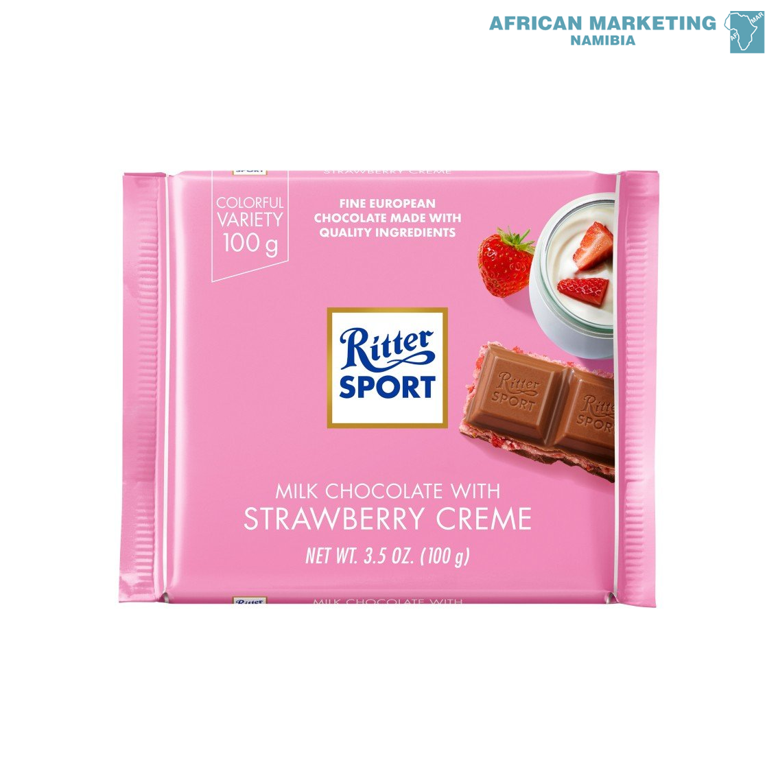 Milk With Strawberry Creme Ritter Sport 12X100G Chocolates