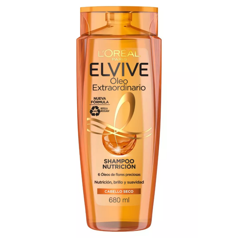 Shampoo Elvive Oleo Extraordinario 6 Oleos De Flores Cabello Seco 680 Ml