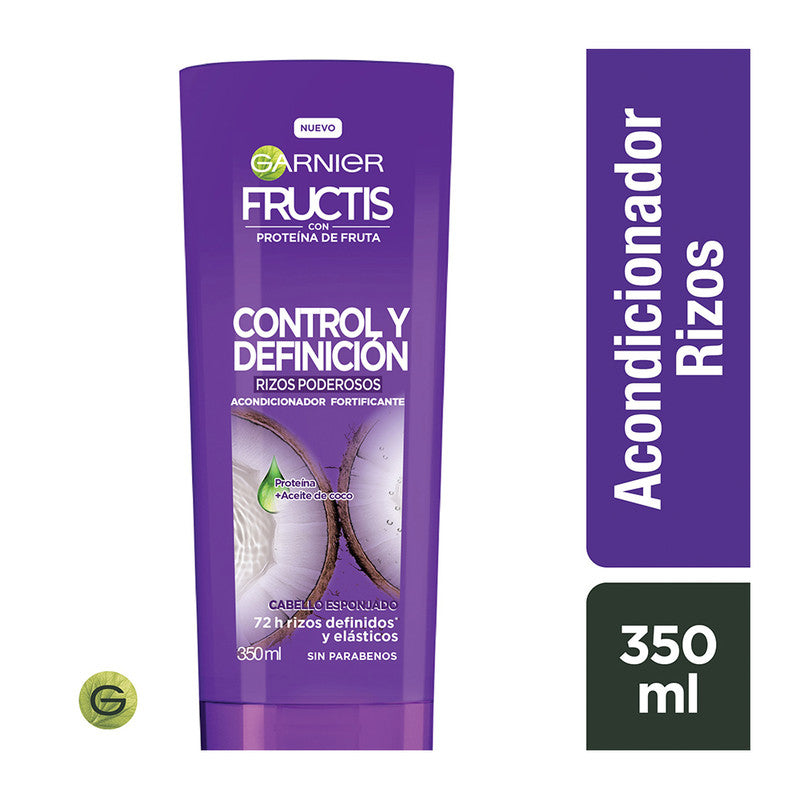 Acondicionador Fructis Control Y Definición  Rizos Proteina Aceite De Coco 350 Ml