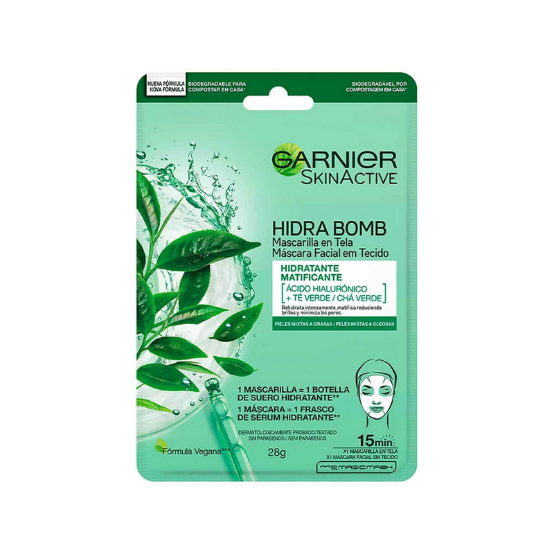 Mascarilla Facial En Tela Garnier Skin Active Hidratante Matificante 28G