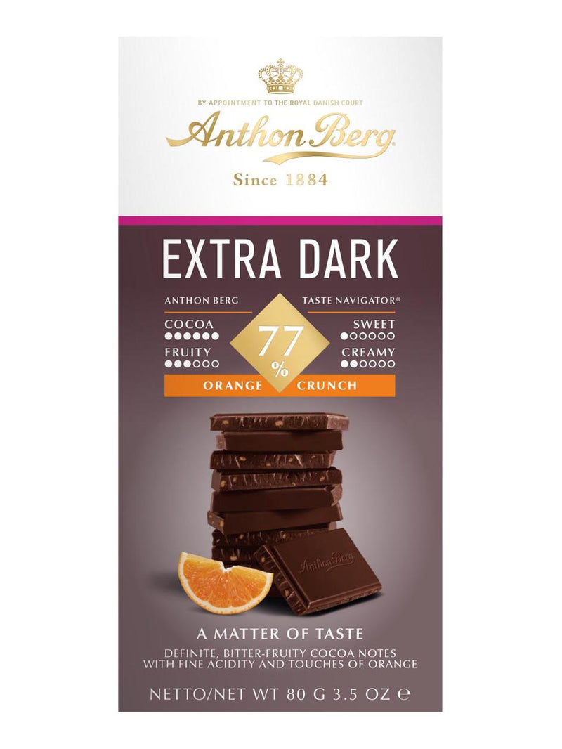 Tablet Extra Dark Orange Crunch 77% Anthon Berg 80G Chocolate