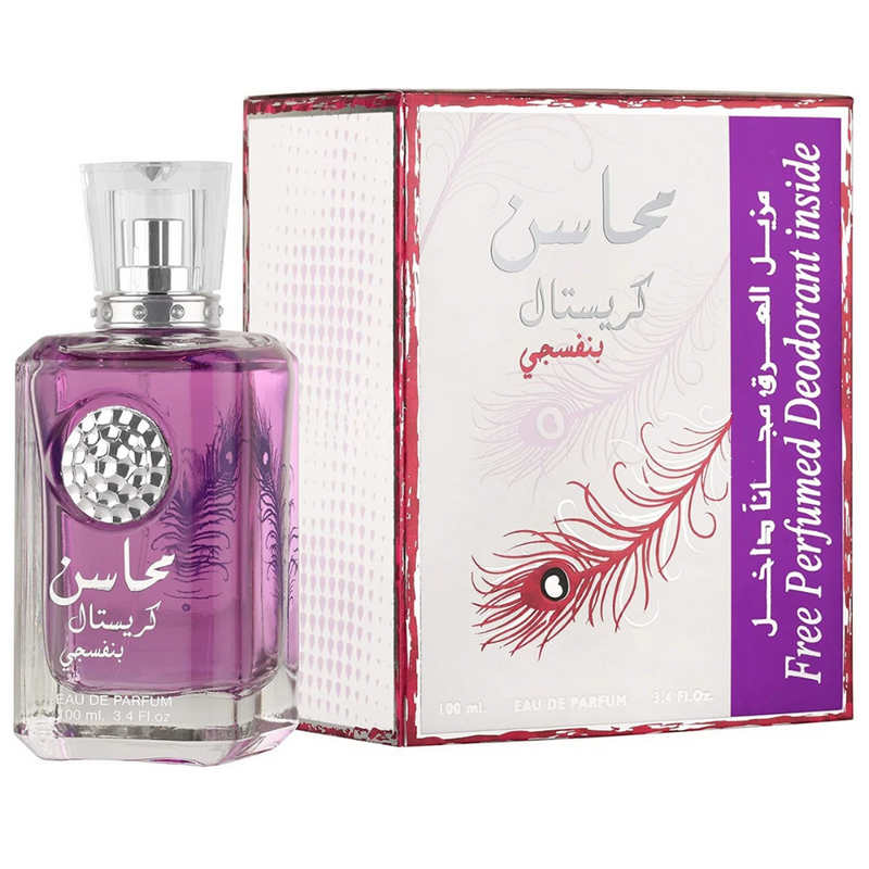 Mahasin Crystal Violet Lattafa Estuche 100Ml Unisex Edp
